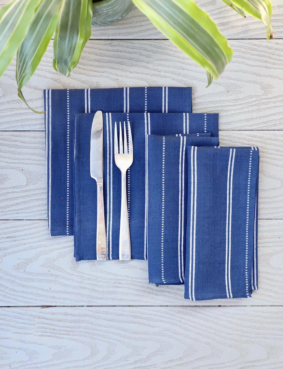 Cloth Napkins- Stripes Navy- Set of 4