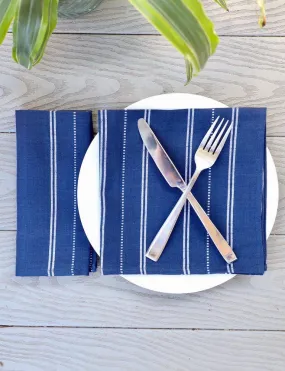 Cloth Napkins- Stripes Navy- Set of 4