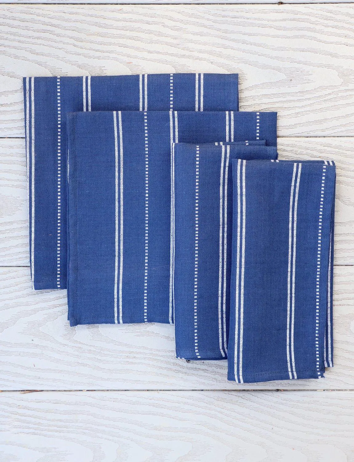 Cloth Napkins- Stripes Navy- Set of 4