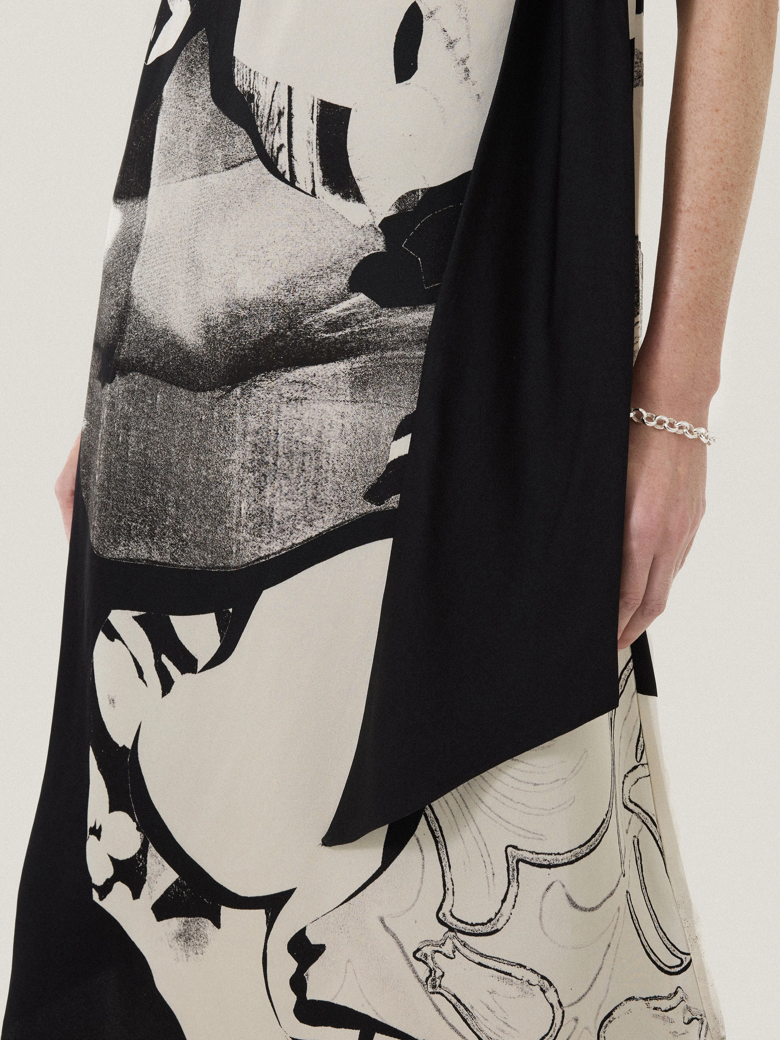 Collage Print Scarf Dress | Monochrome