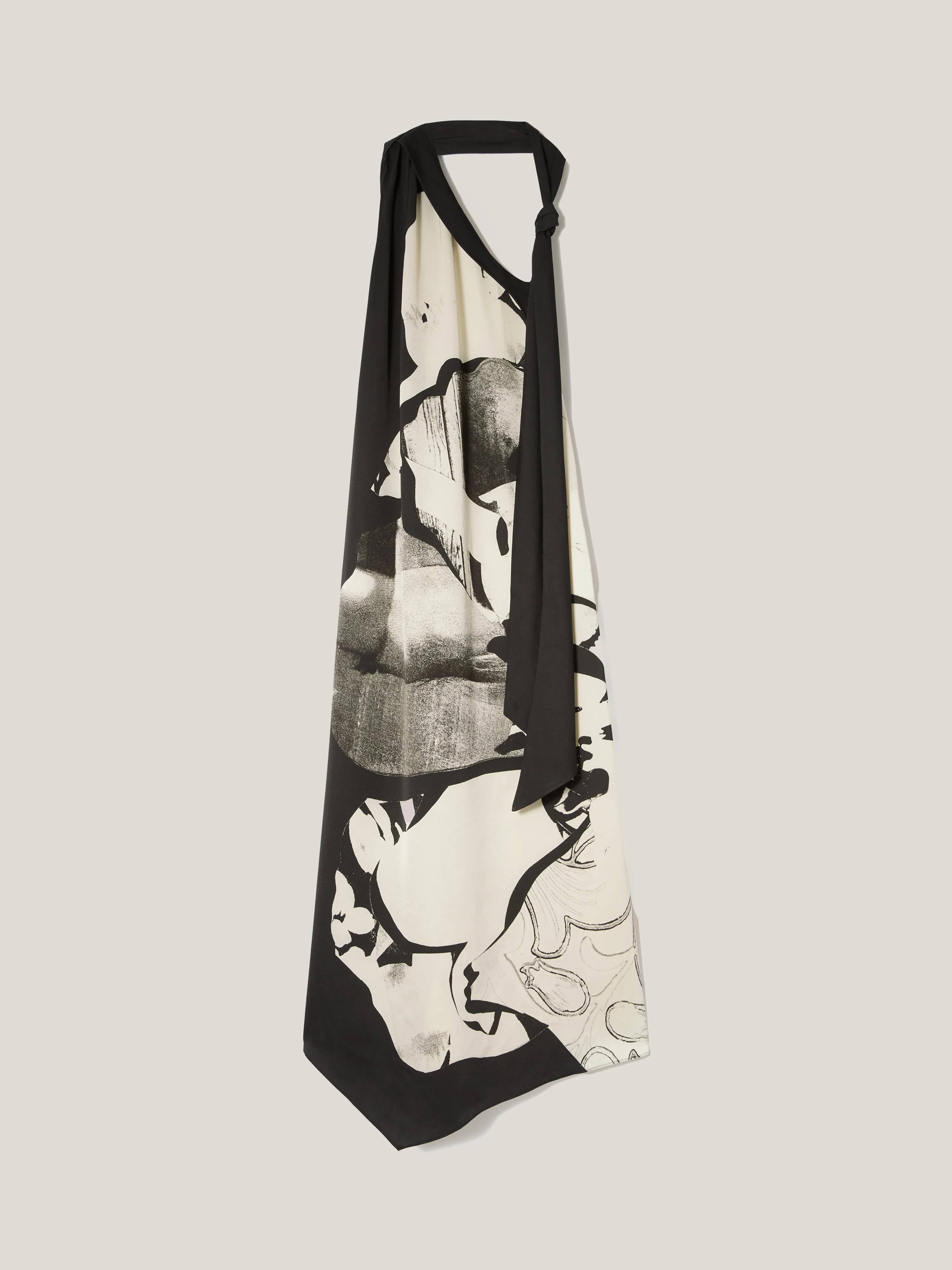 Collage Print Scarf Dress | Monochrome