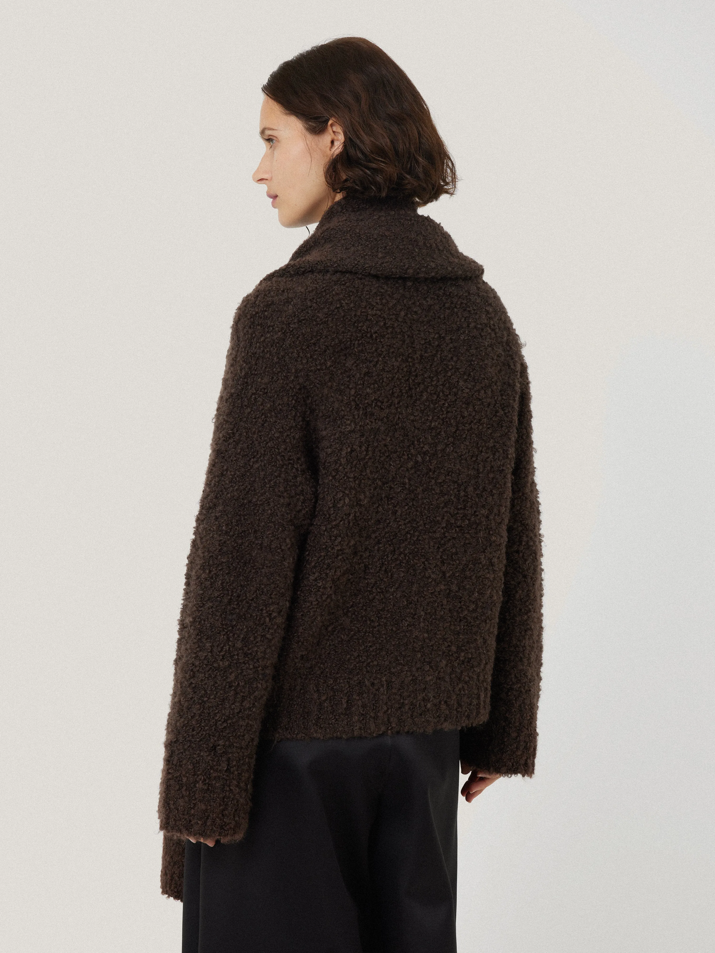 Cosy Boucle Scarf Cardi | Brown