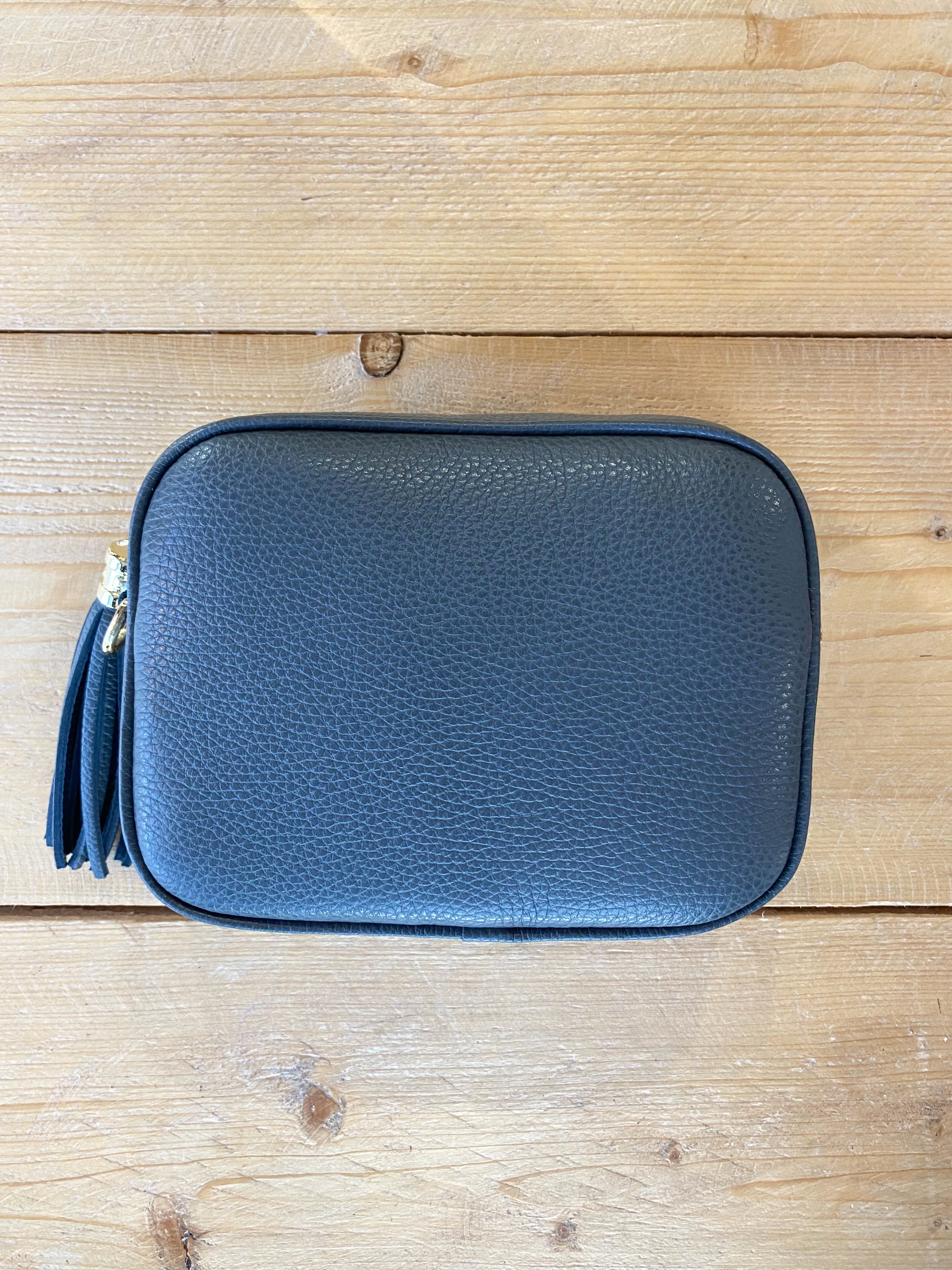 Cross Body Leather Bag Dark Grey