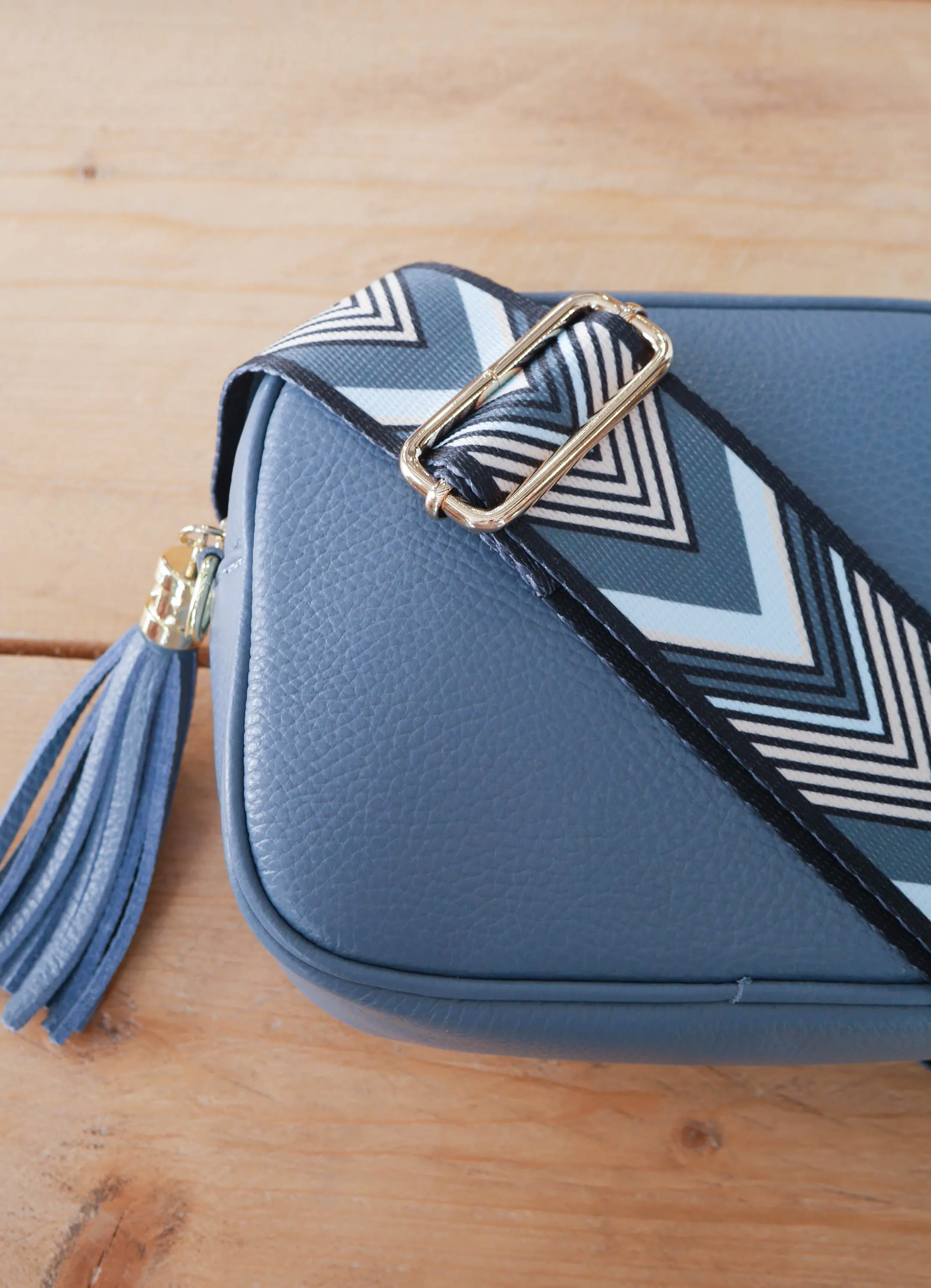 Cross Body Leather Bag Denim Blue