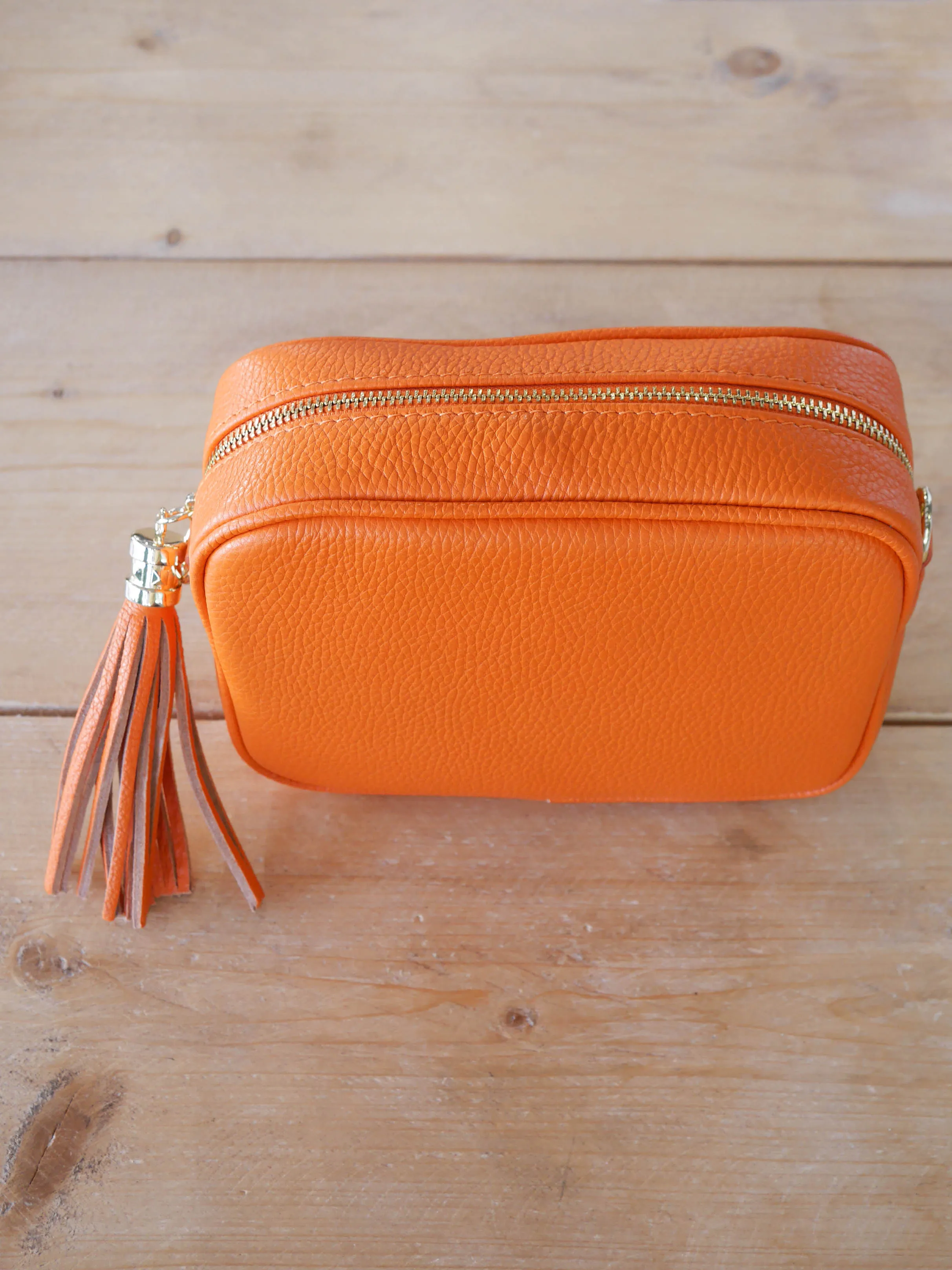 Cross Body Leather Bag Orange