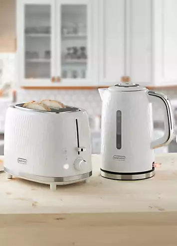 Daewoo Honeycomb Kettle & 2 Slice Toaster SDA2600 /SDA2603 - White | Kaleidoscope