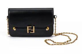 Fendi Shoulder Bag Black Leather New