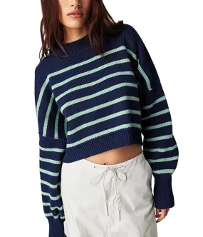 Free People Stripe Easy Street Crop Pullover