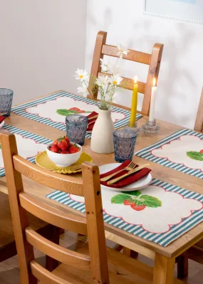 furn. Strawberry Stripes Set Of 4 Table Placemats (46 x 36cm)