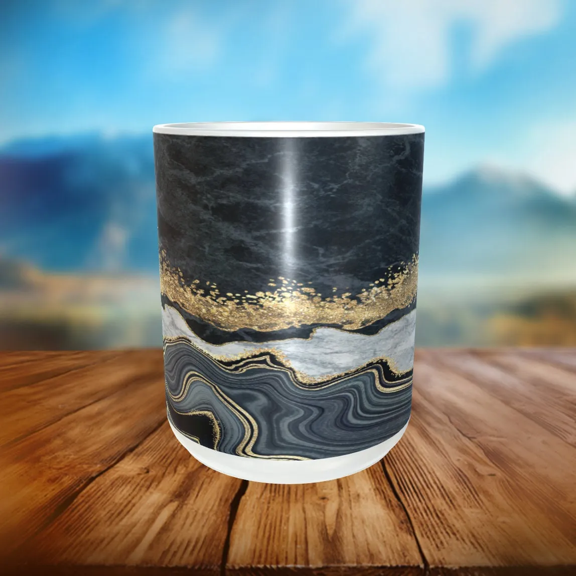 Geode Coffee Mug, Black and Gold Mug, Coffee Mugs, Rock Lovers Gift