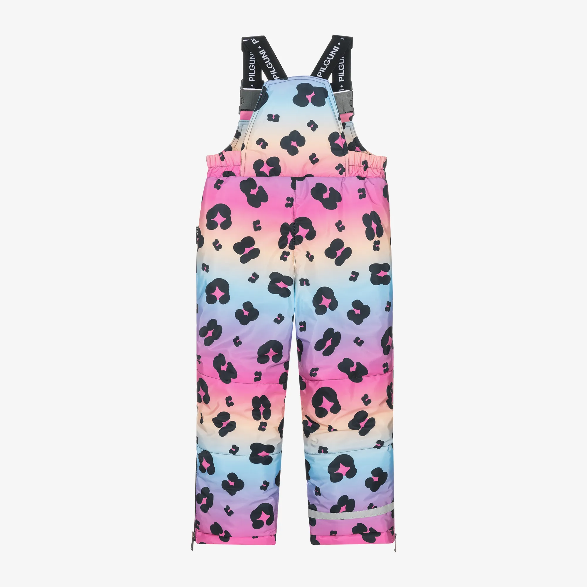 Girls Pink Leopard Print Ski Salopettes