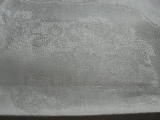 GORGEOUS Vintage IRISH Linen Tablecloth 60 by 80 inch Damask ROSES + 6 Matching Napkins NEVER USED Set Ready to Enjoy Vintage Li