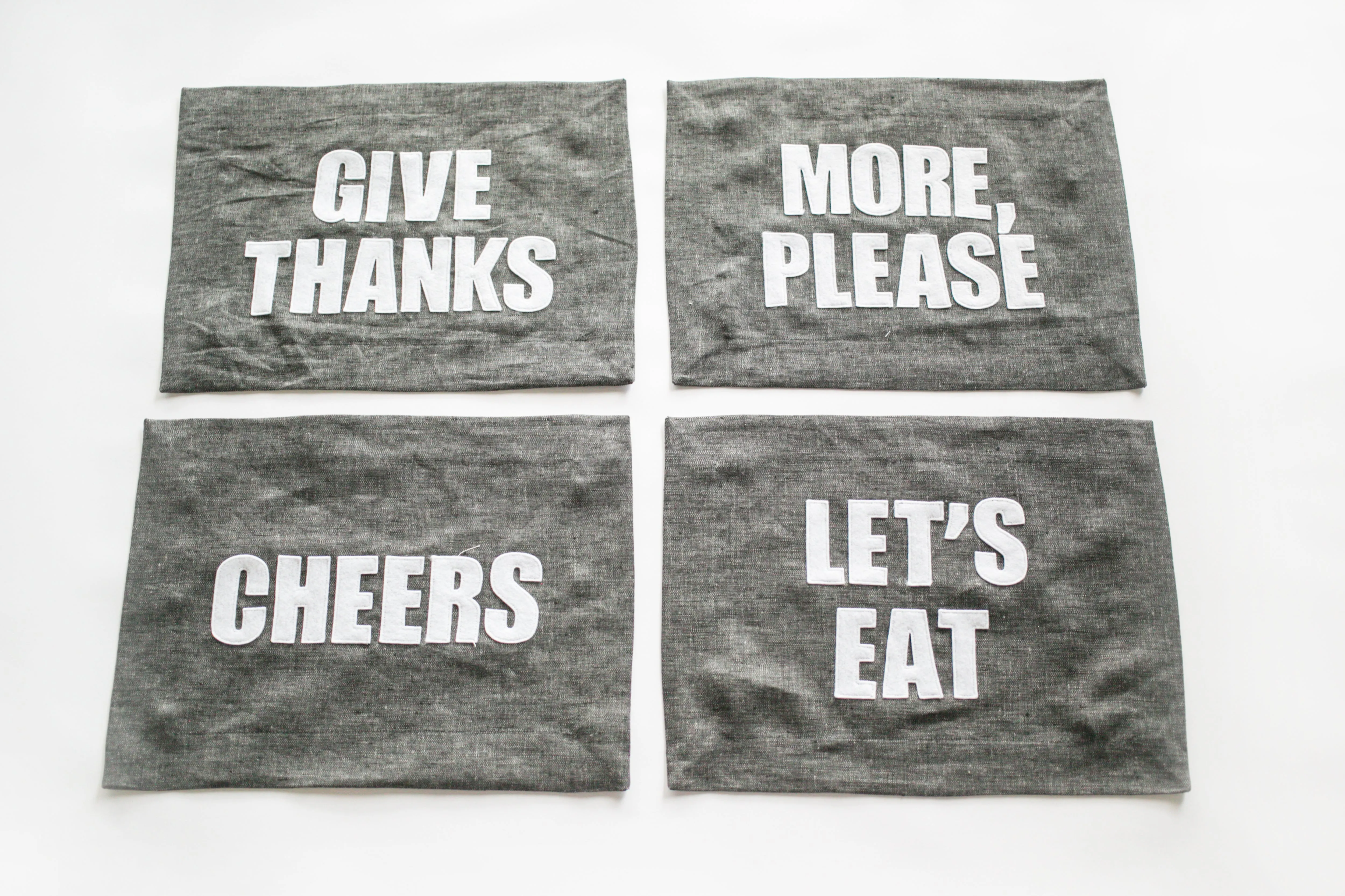 Graphite Linen Placemats -  several phrases to choose from