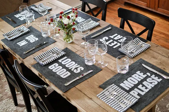 Graphite Linen Placemats -  several phrases to choose from