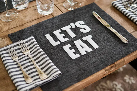 Graphite Linen Placemats -  several phrases to choose from