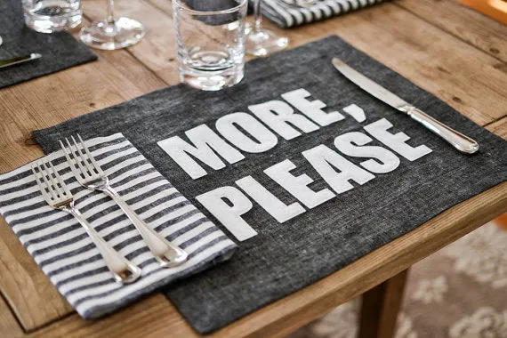 Graphite Linen Placemats -  several phrases to choose from