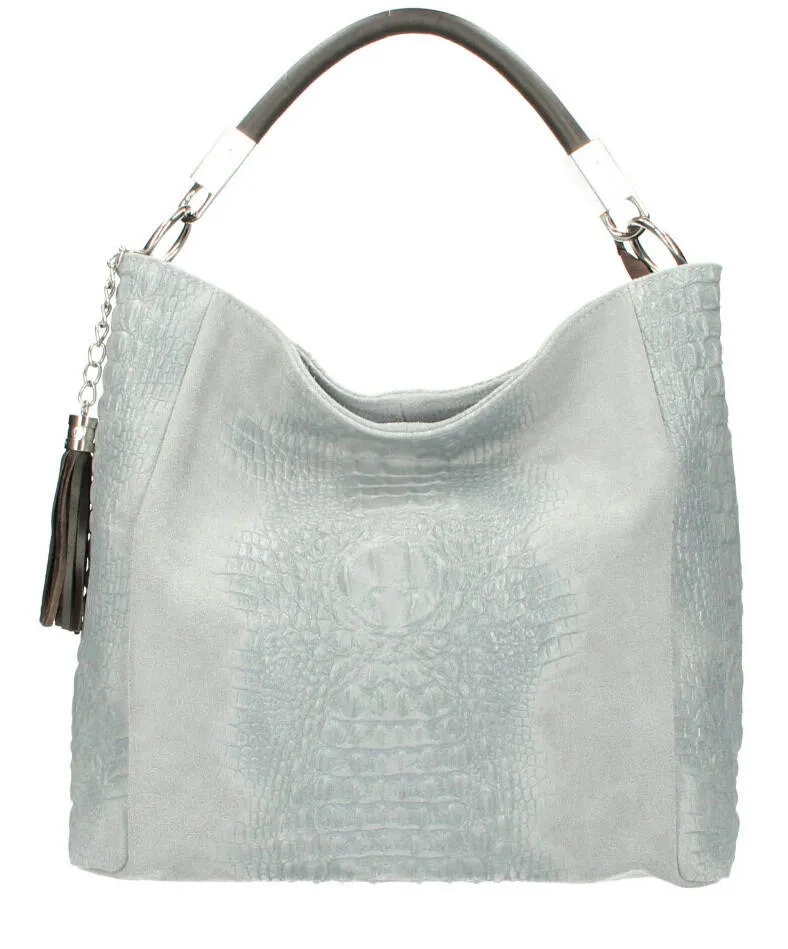 Gray cowhide leather bag mila