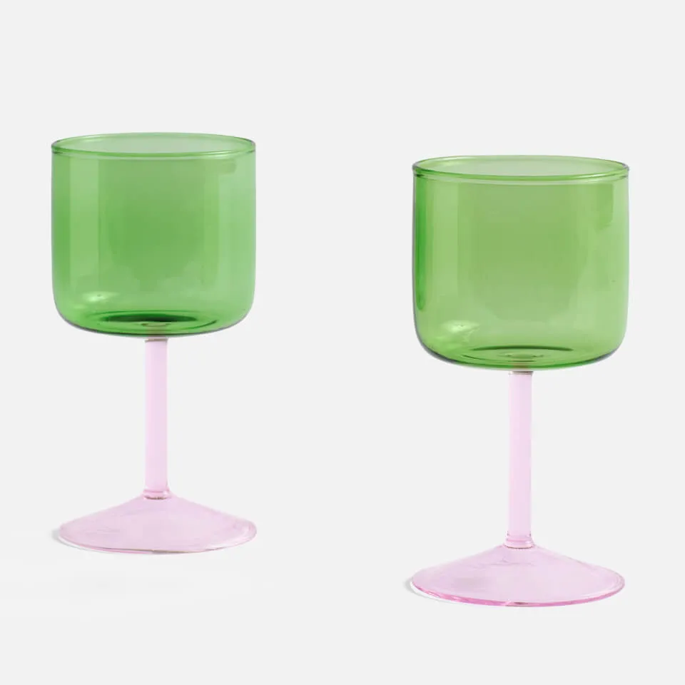 HAY Tint Wine Glass - Set Of 2 - Green & Pink | Coggles