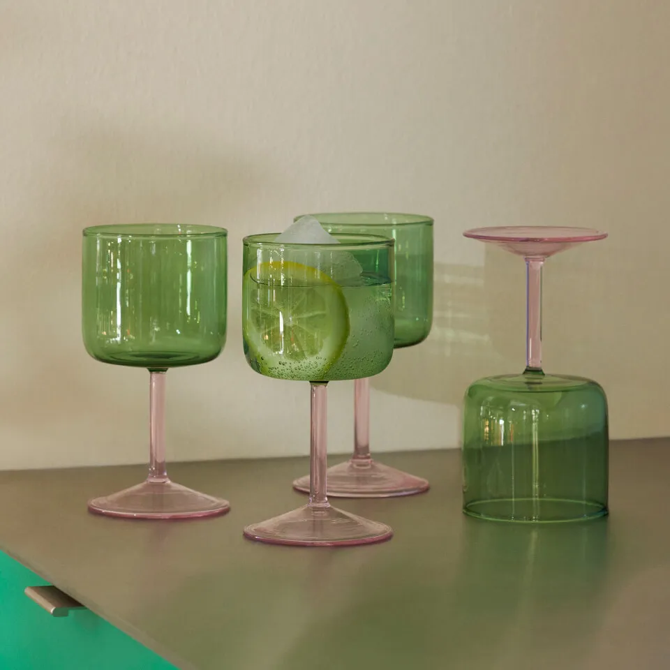 HAY Tint Wine Glass - Set Of 2 - Green & Pink | Coggles