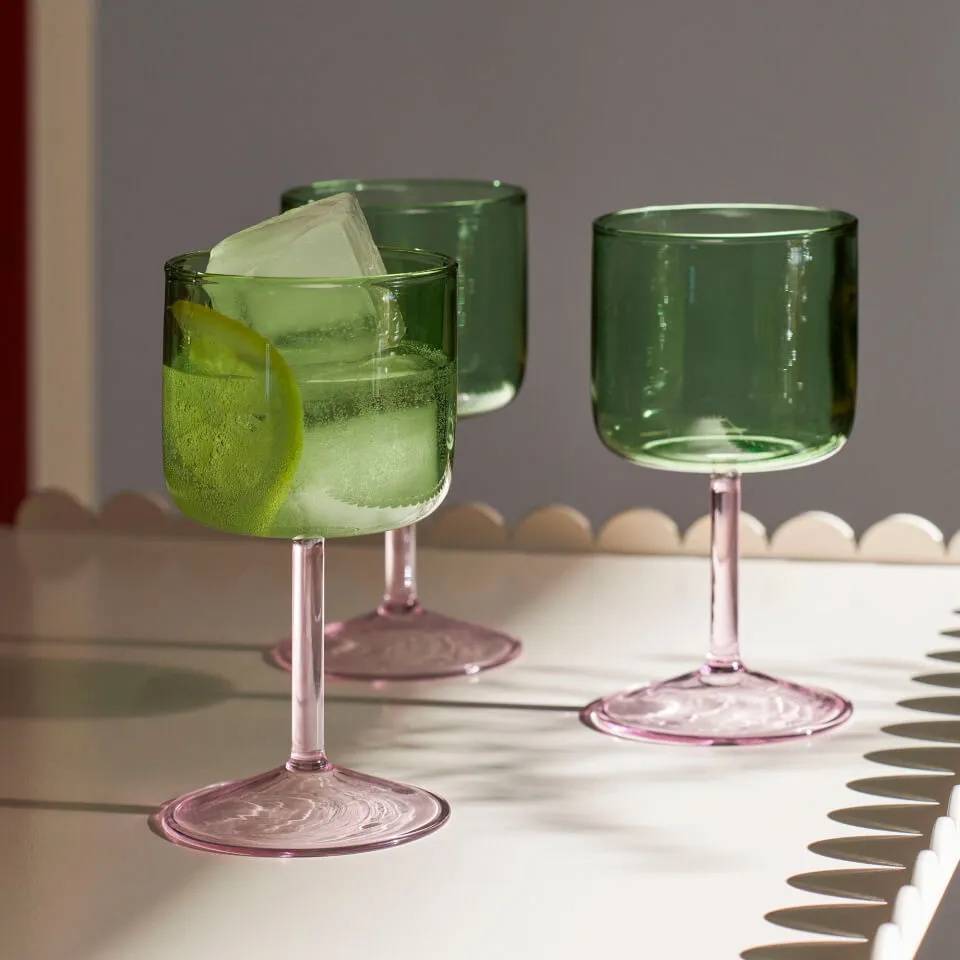 HAY Tint Wine Glass - Set Of 2 - Green & Pink | Coggles