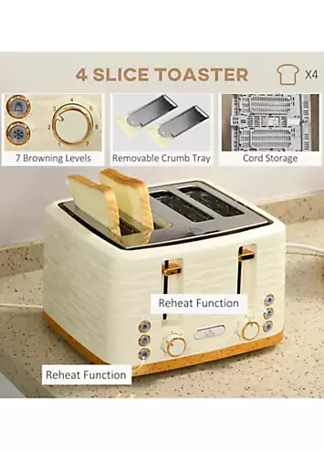 HOMCOM Kettle & 4 Slice Toaster Set - Beige | Kaleidoscope