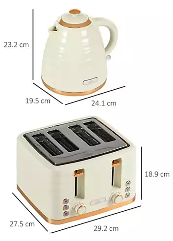 HOMCOM Kettle & 4 Slice Toaster Set - Beige | Kaleidoscope