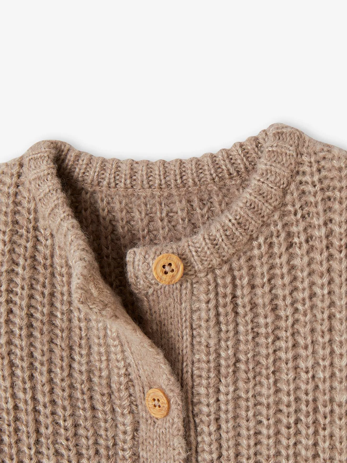 Jacket in Very Soft Thick Knit for Babies - marl brown