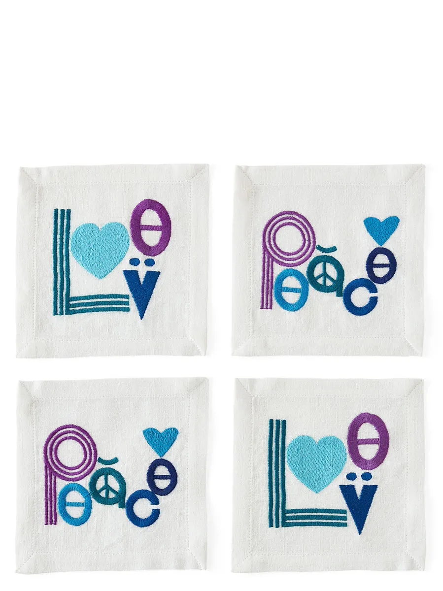 Jonathan Adler    Jonathan Adler Set Of 4 Napkins 'Peace & Love'