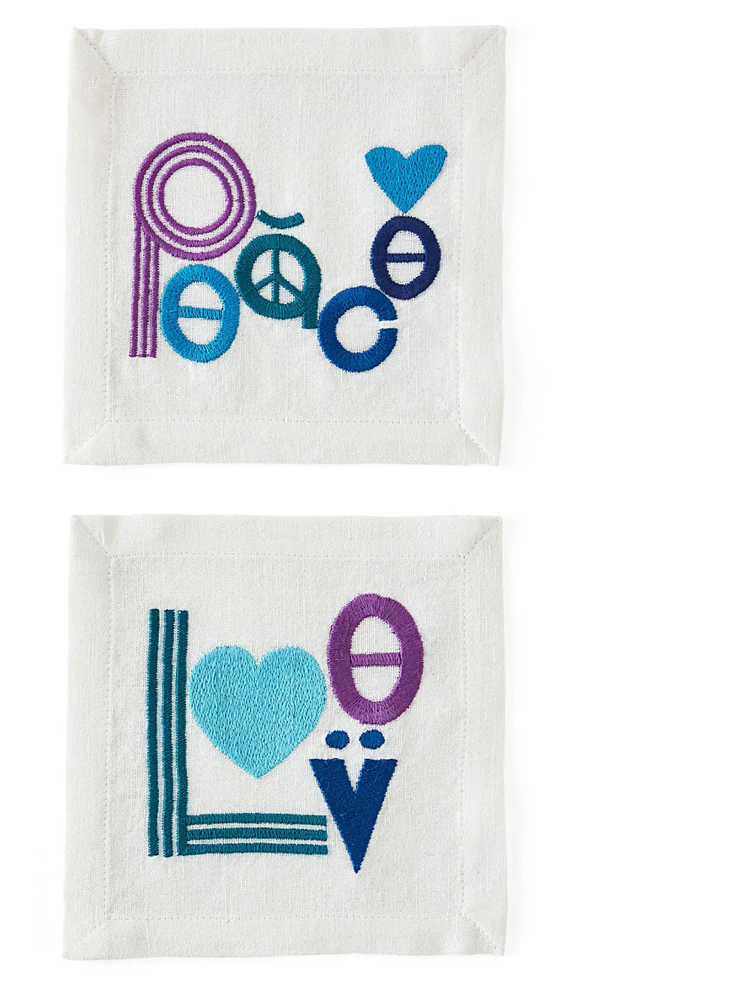 Jonathan Adler    Jonathan Adler Set Of 4 Napkins 'Peace & Love'