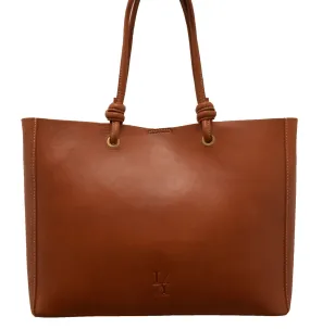 Large cognac cowhide leather bag 14838