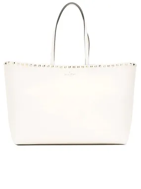 Large Grain Calfskin Leather Rockstud Shopping Bag