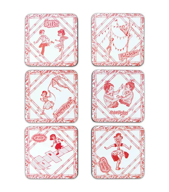 Laro Placemats and Coasters - Red