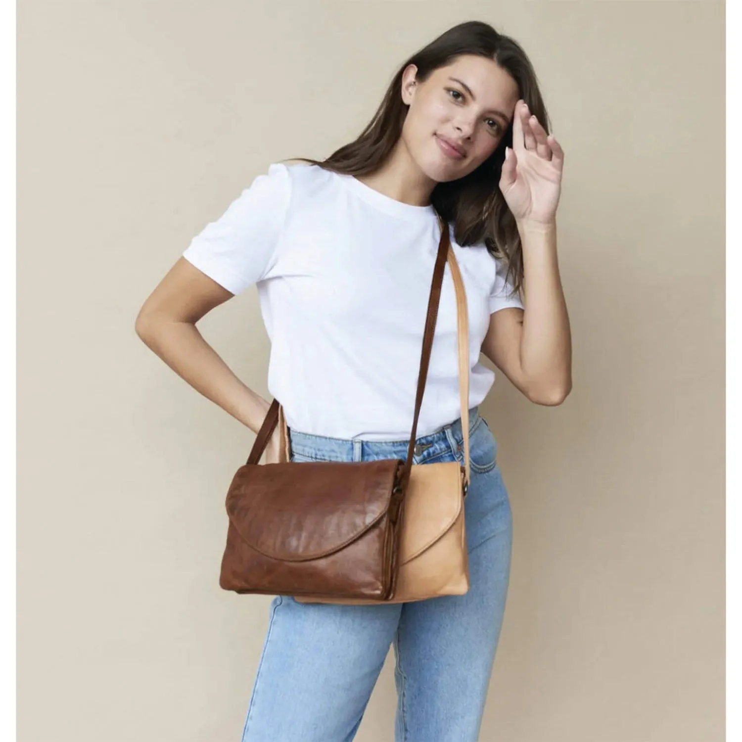 Latico Marcus Crossbody Brown Leather