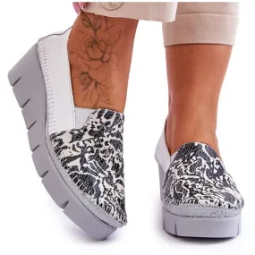 Leather Wedge Sneakers Maciejka 5814A-11 White-Black