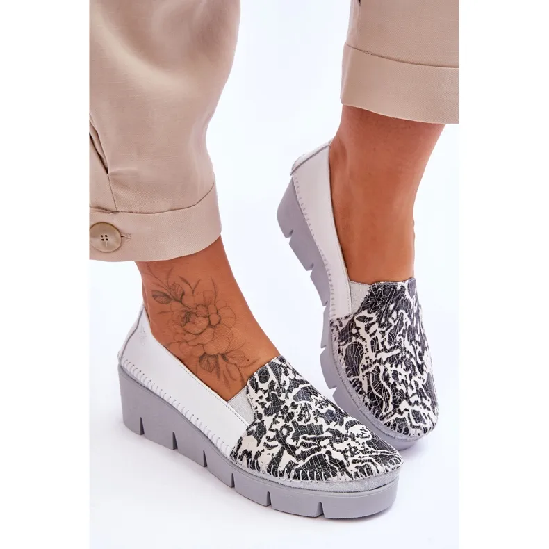 Leather Wedge Sneakers Maciejka 5814A-11 White-Black