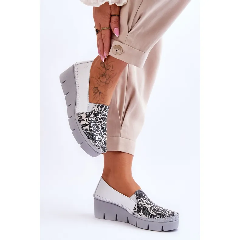 Leather Wedge Sneakers Maciejka 5814A-11 White-Black