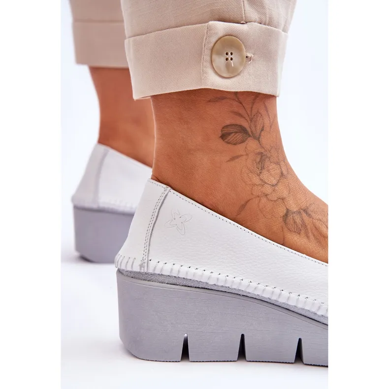 Leather Wedge Sneakers Maciejka 5814A-11 White-Black