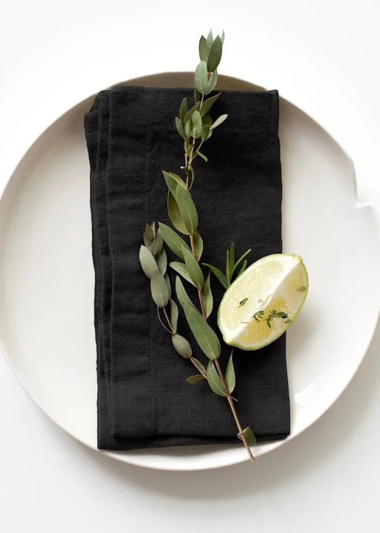 Linen Napkins Set of 2 | Black