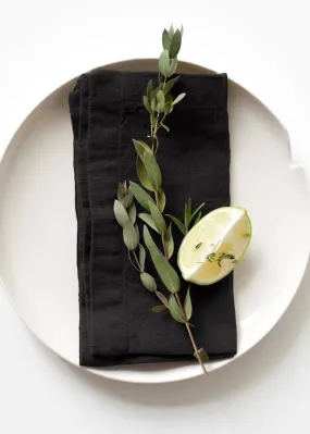 Linen Napkins Set of 2 | Black