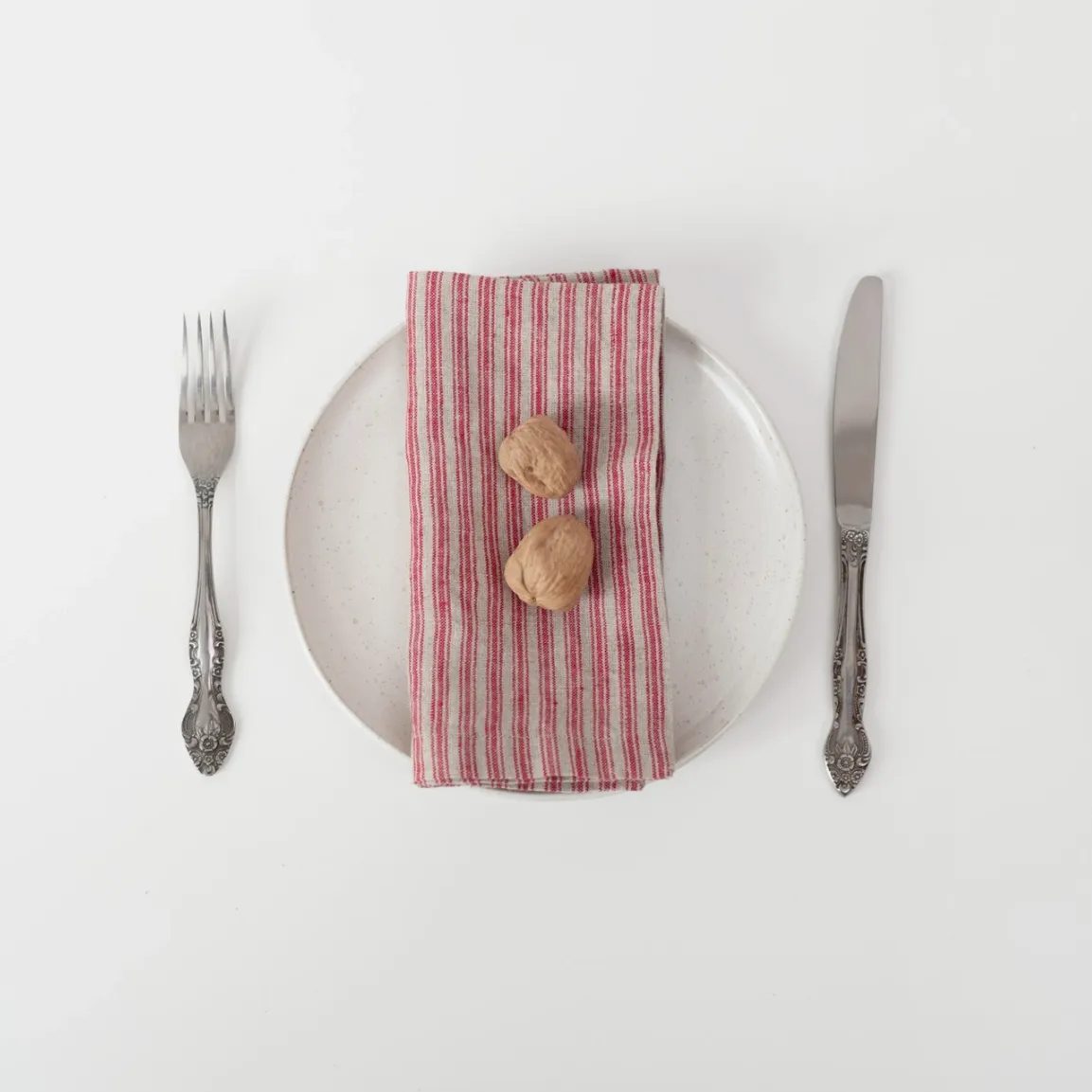 Linen Napkins- Set of 2- Red/Natural Stripes