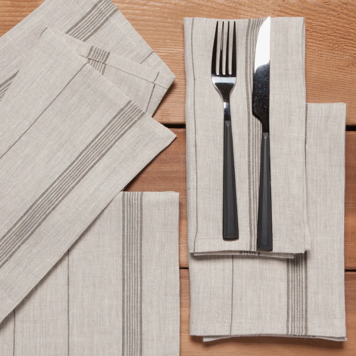 Linen Napkins- Set of 4- Shadow Maison Stripe