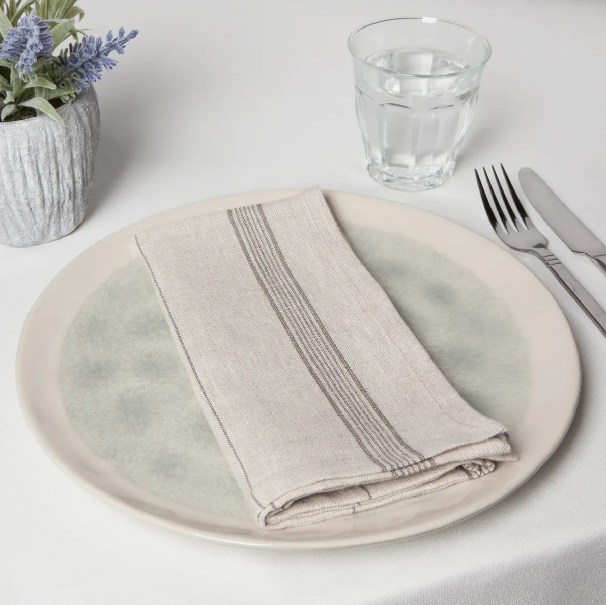 Linen Napkins- Set of 4- Shadow Maison Stripe