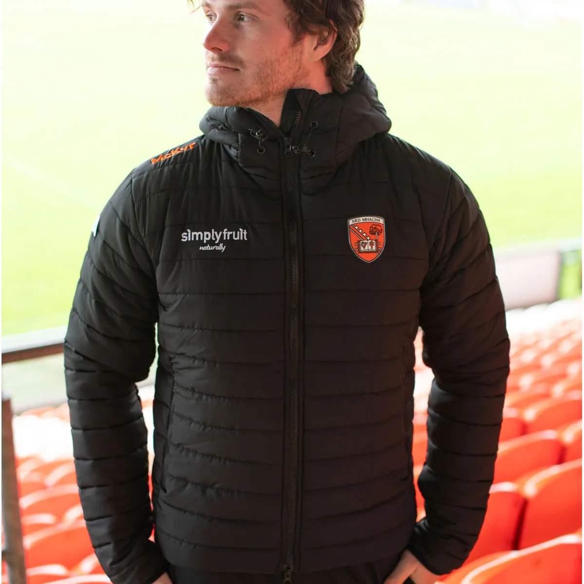 Mc Keever Armagh GAA Official Vital Padded Jacket - Adult - Black/Orange/White