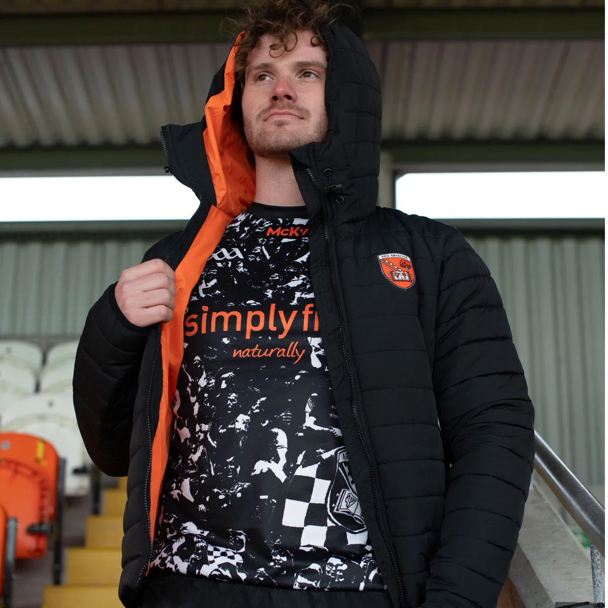 Mc Keever Armagh GAA Official Vital Padded Jacket - Adult - Black/Orange/White