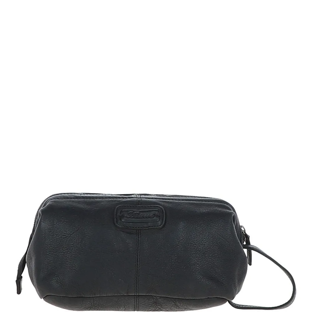 Mens Leather Wash Bag Black : Duff