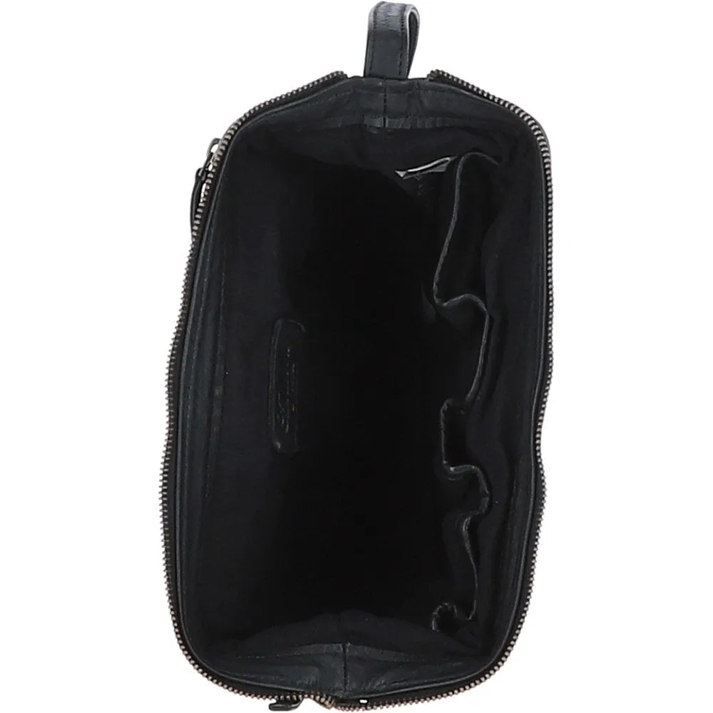 Mens Leather Wash Bag Black : Duff