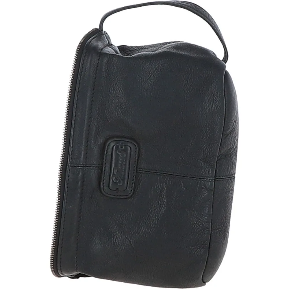 Mens Leather Wash Bag Black : Duff