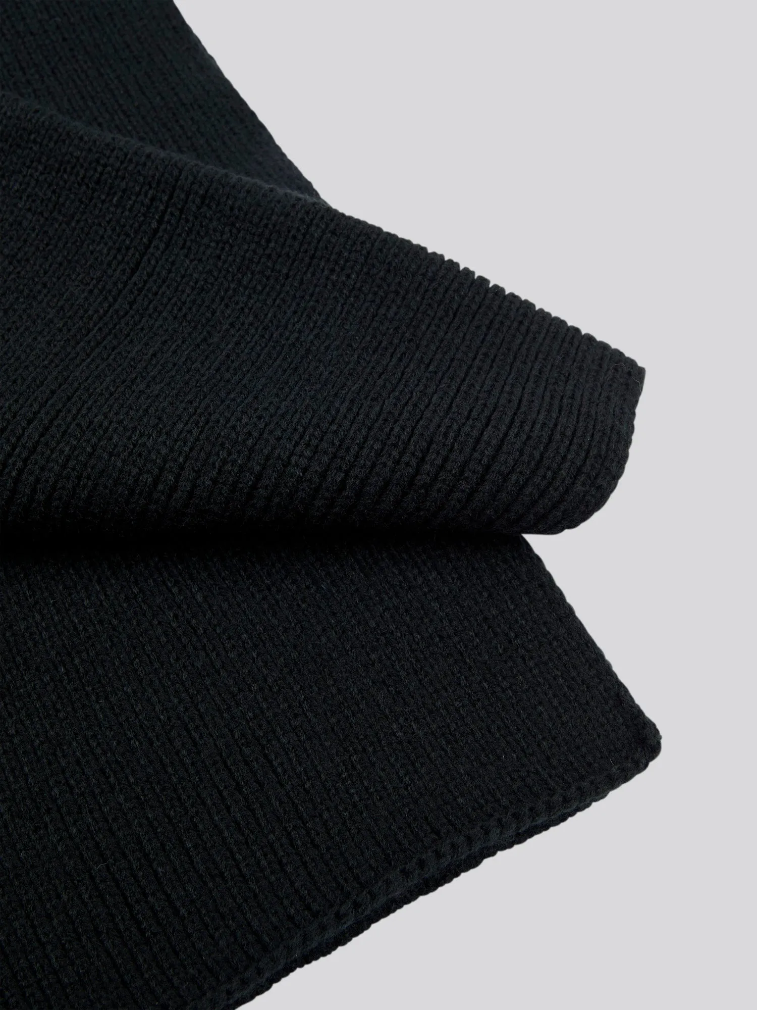 Mens Rib Knit Scarf in Black