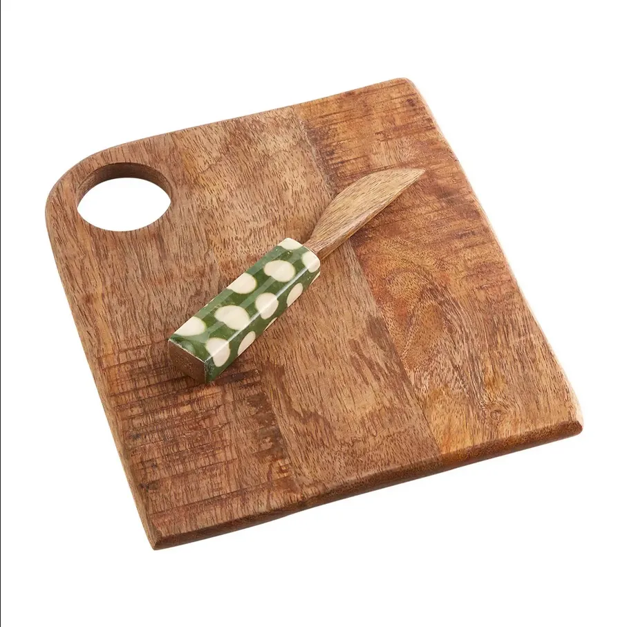 Mudpie Mango Wood Dot Cutting Board Set