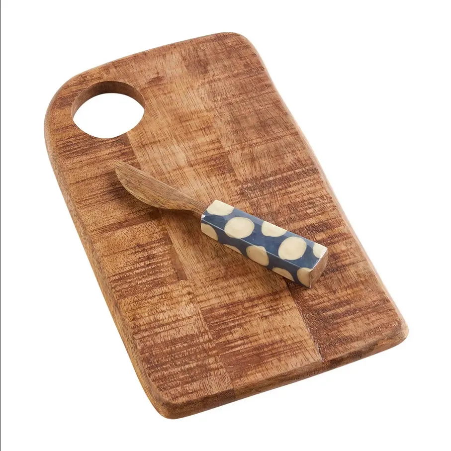 Mudpie Mango Wood Dot Cutting Board Set